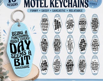 Snarky Motel Keychain SVG Bundle, Sarcastic motel keychain svg, Adult humor svg, Funny vintage keychain svg