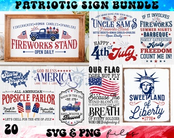 Farmhouse Patriotic Sign SVG Bundle, Fourth of July Sign svg, Independence Day svg, Rustic Sign svg, God Bless America svg