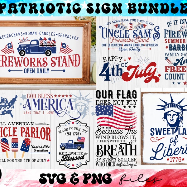 Farmhouse Patriotic Sign SVG Bundle, Fourth of July Sign svg, Independence Day svg, Rustic Sign svg, God Bless America svg