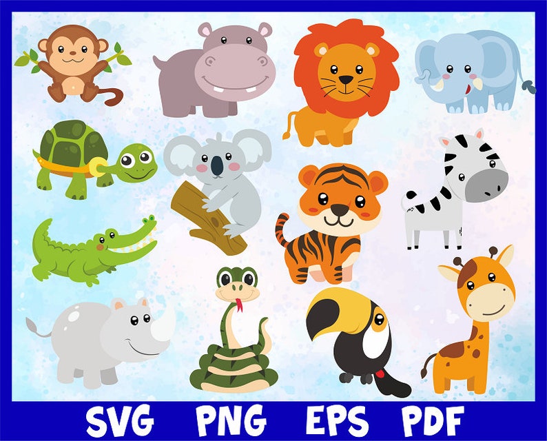 Safari Animals Svganimal Clipartjungle Animals Svgzoo Etsy