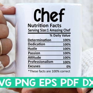 Chef Nutrition Facts svg, Chef Nutritional Facts svg, Chef shirt svg, Gift for Chef svg, Chef cut file svg, Mug svg file Svg bundles for cricut