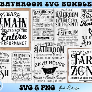Badkamer Teken SVG Bundel, Wasruimte Svg Set, Badkamer Citaat Svg Kit, Toilet Svg Bundel, Grappige Badkamer Svg, Cut File For Cricut, Toilet SVG