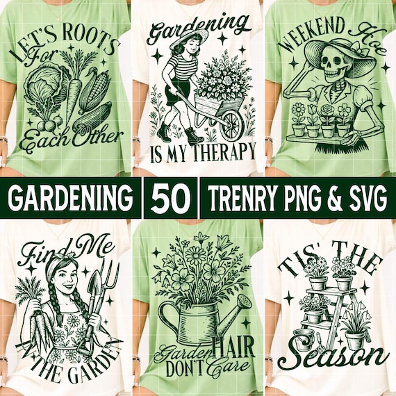 Trendy Gardening SVG PNG Bundle, Funny Gardener Humor svg, Gardening Shirt Skeleton Vibes svg, Garden Girl Summer Sublimation