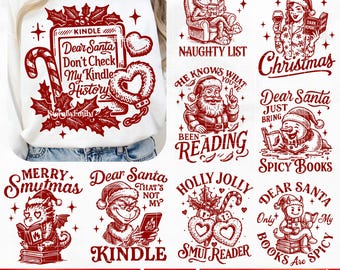 PNG de Navidad picante para amantes de los libros, PNG divertido y picante para amantes de los libros, SVG de humor navideño travieso para chicas leyendo, Sublimación de Navidad picante para lectoras modernas
