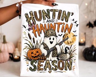 Huntin' And Hauntin' Season PNG, Funny Hunting Ghost, Goose Hunter Halloween