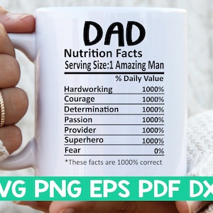 Papa valeur nutritive svg, papa valeur nutritive svg, papa chemise svg, cadeau pour père svg, papa coupe fichier svg, tasse svg fichier Svg bundles pour cricut