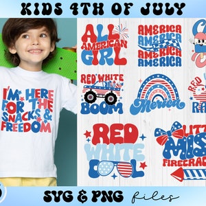 Pacchetto SVG per bambini del 4 luglio, Patriotic Infant SVG, Retro Fourth of July SVG, All American Boy SVG, All American Girl SVG
