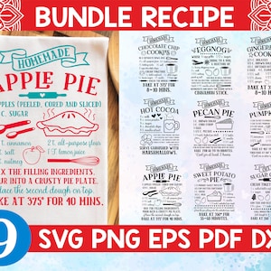 Bundle Recipe svg,Farmhouse Kitchen svg,Bundle Recipe cut file,Chocolate Chip Cookie svg,Gingerbread Cookie svg,Apple Pie svg