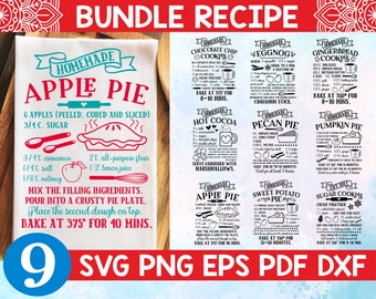 Bundle Recipe svg,Farmhouse Kitchen svg,Bundle Recipe cut file,Chocolate Chip Cookie svg,Gingerbread Cookie svg,Apple Pie svg