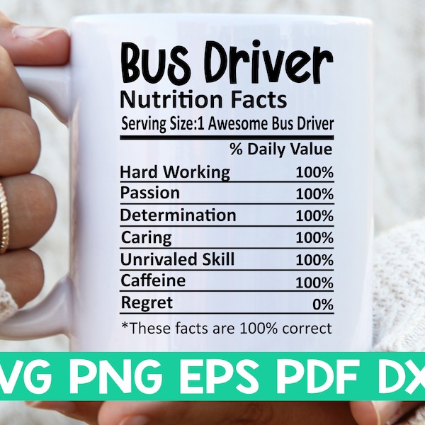 Bus Driver Nutrition Facts svg,Bus Driver Nutritional Facts svg,Bus Driver shirt svg,Gift for Bus Driver svg,Bus Driver cut file svg