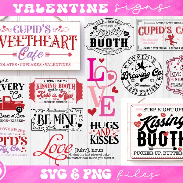 Valentine Sign svg Bundle, Rustic Valentines signs svg, Valentine's Day sign svg, Love Farmhouse sign svg, Cupids Brewing Co svg