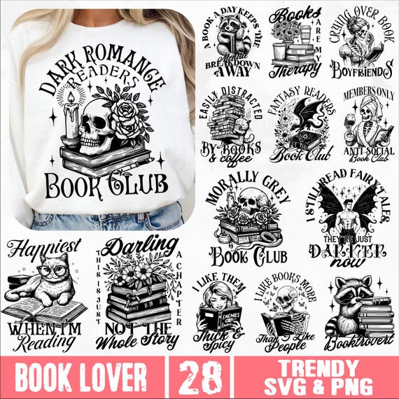 Book Lover SVG PNG Bundle, Funny Bookish svg, Reader Book Addict svg, Anti Social Book Club svg, Floral Book svg, Reading Aesthetic svg