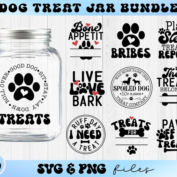 Dog Treat Jar SVG Bundle, Dog Treats svg, Dog Food svg, Dog Treat Sayings svg, Dog Treats Container svg, Spoiled Dog Treat Co svg