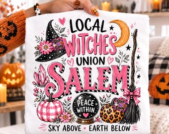 Local Witches Union Salem PNG, Witchy Halloween, Coquette Salem Witch