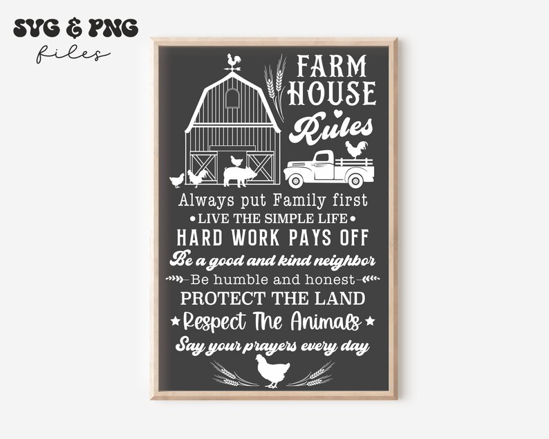 Farmhouse Rules SVG Farmhouse Sign Svg Farmhouse Home Decor Etsy