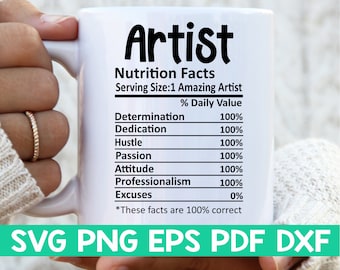 Artist Nutrition Facts svg,Artist Nutritional Facts svg,Artist shirt svg,Gift for Artist svg,Artist cut file svg,Mug svg file