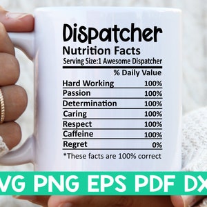 Dispatcher Nutrition Facts svg, Dispatcher Nutritional Facts svg, Dispatcher shirt svg, Gift for Dispatcher svg, Dispatcher cut file svg