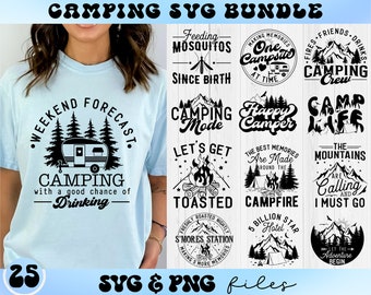Camping SVG Bundle, Happy Camper svg, Let's Get Toasted svg, Camp More Worry Less svg, Camp Life svg, Camping Shirt svg