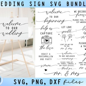 Mariage signe SVG Bundle, mariage citation SVG ensemble, cartes et cadeaux svg, bienvenue à notre mariage svg, mariée et marié svg, réception de mariage Svg
