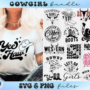 Cowgirl SVG Bundle, Western svg, südlichen svg, Country Girl svg, Landleben svg, Howdy Honey svg, Yee Haw svg