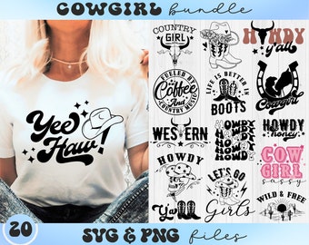 カウガール SVG バンドル、ウエスタン SVG、サザン SVG、カントリーガール SVG、カントリーライフ SVG、ハウディハニー SVG、イェーホー SVG
