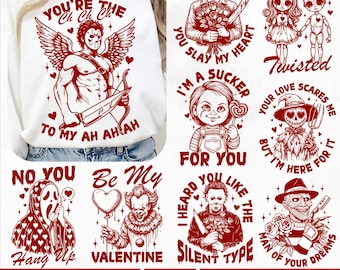 Funny Horror Valentines SVG Bundle, Adult Humor Valentines Day svg, Snarky Nightmare Love svg, Scary Vday svg, Trendy Valentine Shirt svg