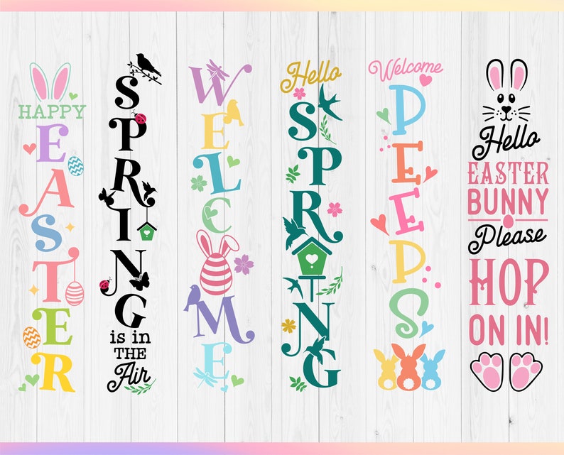 Easter Porch Sign SVG Bundle Svg, Spring Front Door Signs Svg, Vertical ...