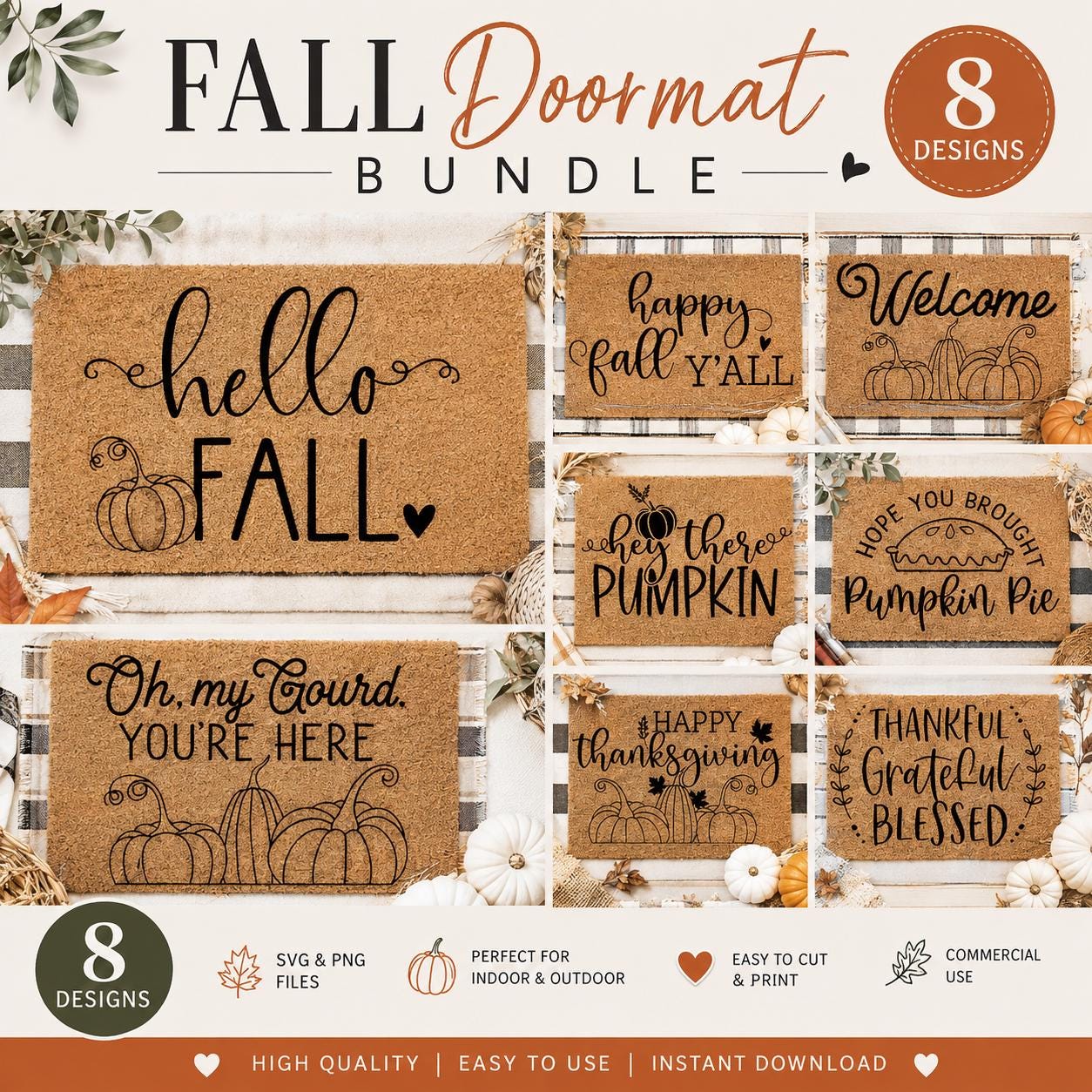 Autumn　オータム　ステッカー Fall Doormat Svg Bundle, Thanksgiving Door Mat Svg, Autumn Welcome