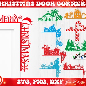 Christmas Door Corners SVG Bundle, Christmas Trim Corner svg, Door Corner Sign svg, Christmas Laser cut file svg