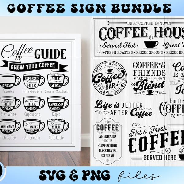 Coffee Sign SVG Bundle, Farmhouse Sign svg, Coffee Sign for Kitchen svg, Fresh Brewed Coffee svg, Coffee is Always a Good Idea svg