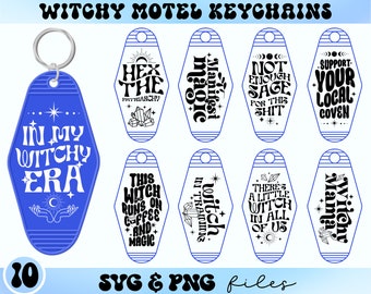 Witchy Motel Keychain SVG Bundle, Magic Hotel Keychain svg, Wicca Keychain svg, Mystical Saying svg