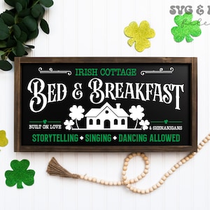 Ierse Bed and Breakfast svg, St Patricks Day teken svg, Boerderij teken svg, Bed and Breakfast svg