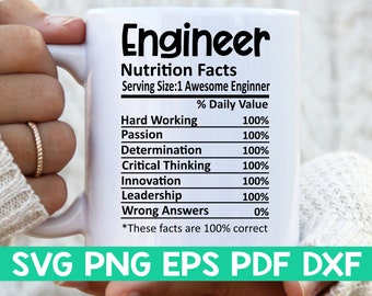 Engineer Nutrition Facts svg,Engineer Nutritional Facts svg,Engineer shirt svg,Gift for Engineer svg,Engineer cut file svg,Mug svg file