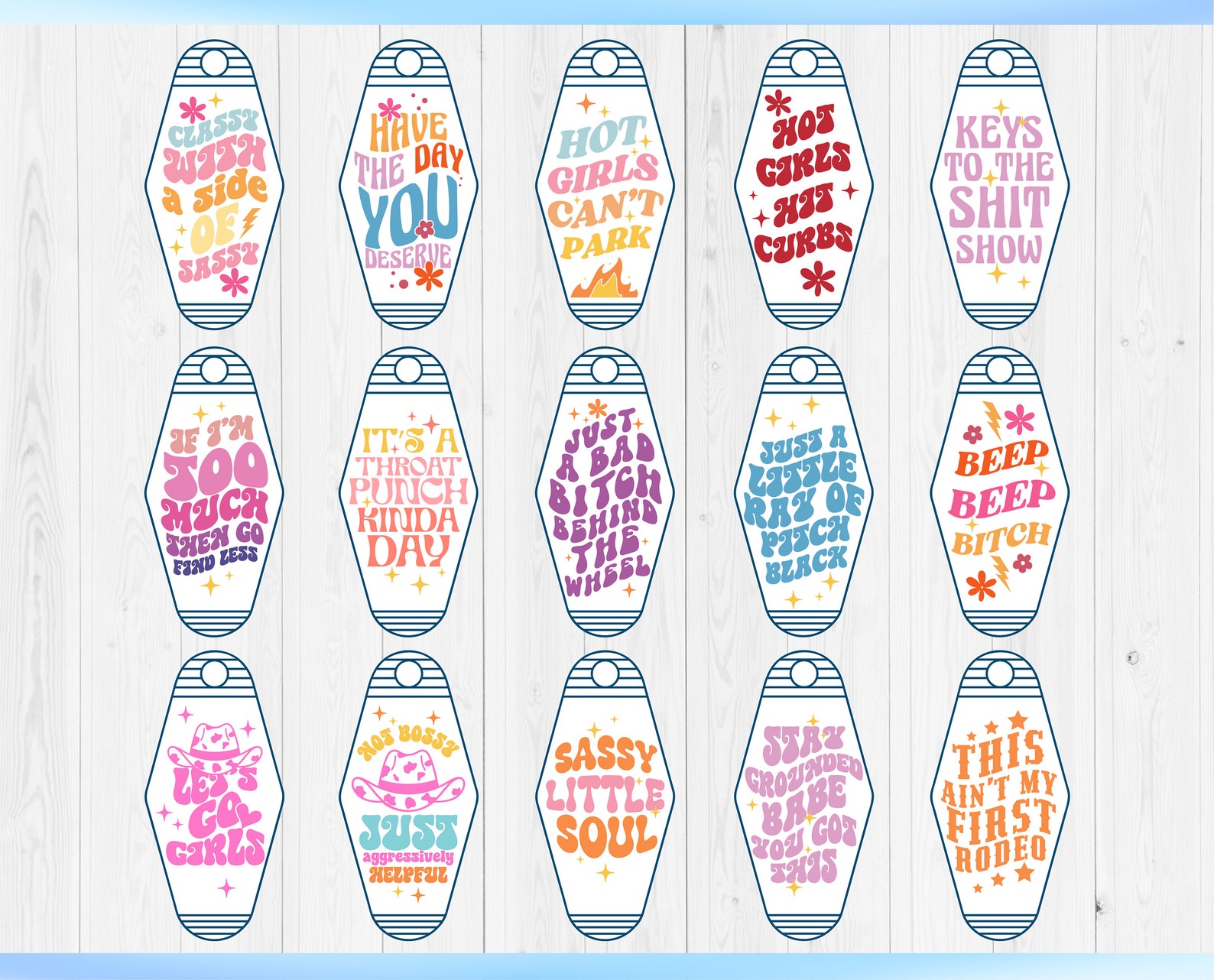 Sassy Motel Keychain SVG Bundle, Funny Motel Keychain Svg, Retro Hotel ...