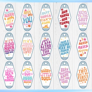 Sassy Motel Keychain SVG Bundle, Funny Motel Keychain Svg, Retro Hotel ...