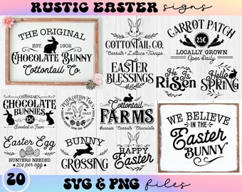 Rustic Easter SVG Bundle, Happy Easter svg, Farmhouse Easter svg, Rustic sign svg, Bunny Kisses Easter Wishes svg, Cottontail Candy Co svg