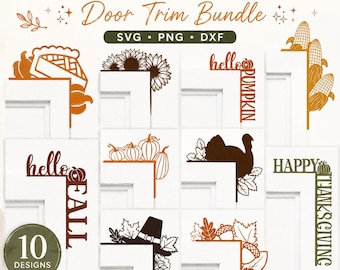 Fall Door Trim SVG Bundle, Thanksgiving Trim Corners svg, Door Corner Sign svg, Autumn Laser cut file svg