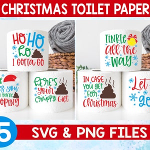 Pacchetto di carta igienica natalizia svg,regalo bavaglio natalizio svg,rotolo di carta igienica svg,carta igienica divertente segno svg