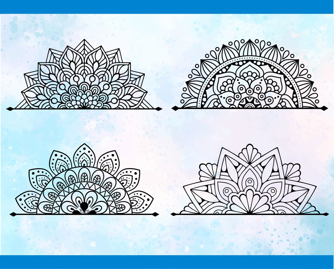 Half Mandala Svgmonogram Mandala Svg Files for Cricutmandala - Etsy Canada