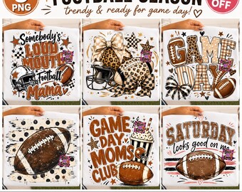 Football Season PNG, Game Day Football Mom PNG, Coquette Leopard Football PNG