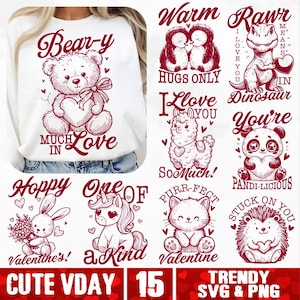 Süßes Valentinstag SVG-Bundle, lustiges Tier Happy Valentines Day SVG, trendige Valentine Season svg, Sweet Love Animal png