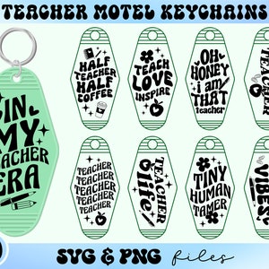 Teacher Motel sleutelhanger SVG-bundel, Teacher Hotel sleutelhanger SVG, Teacher Keychain SVG, Teacher Saying SVG, In My Teacher Era SVG