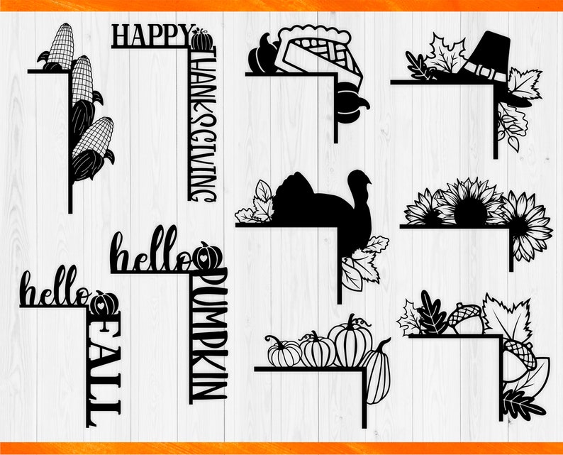 Fall Door Trim SVG Bundle, Thanksgiving Trim Corners Svg, Door Corner ...