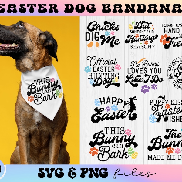 Easter Dog Bandana SVG Bundle, Dog Bandana svg, Official Easter Hunting Dog svg, Puppy Kisses Easter Wishes svg