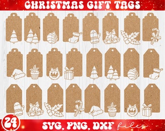 Christmas Gift Tags SVG Bundle, Ghristmas Tags svg, Tags Template, Christmas Gift Tag cut file and laser cut file