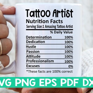 Tattoo Artist Nutrition Facts svg, Tattoo Artist Nutritional Facts svg, Tattoo Artist shirt svg, Gift for Tattoo Artist svg, Mug svg file