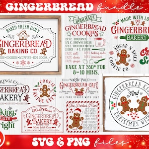Gingerbread svg Bundel, Christmas Gingerbread Sign svg, Gingerbread Baking Co svg, Mrs Claus Bakery svg, Baking Spirits Bright svg
