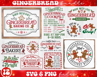 Gingerbread svg Bundle, Christmas Gingerbread Sign svg, Gingerbread Baking Co svg, Mrs Claus Bakery svg, Baking Spirits Bright svg