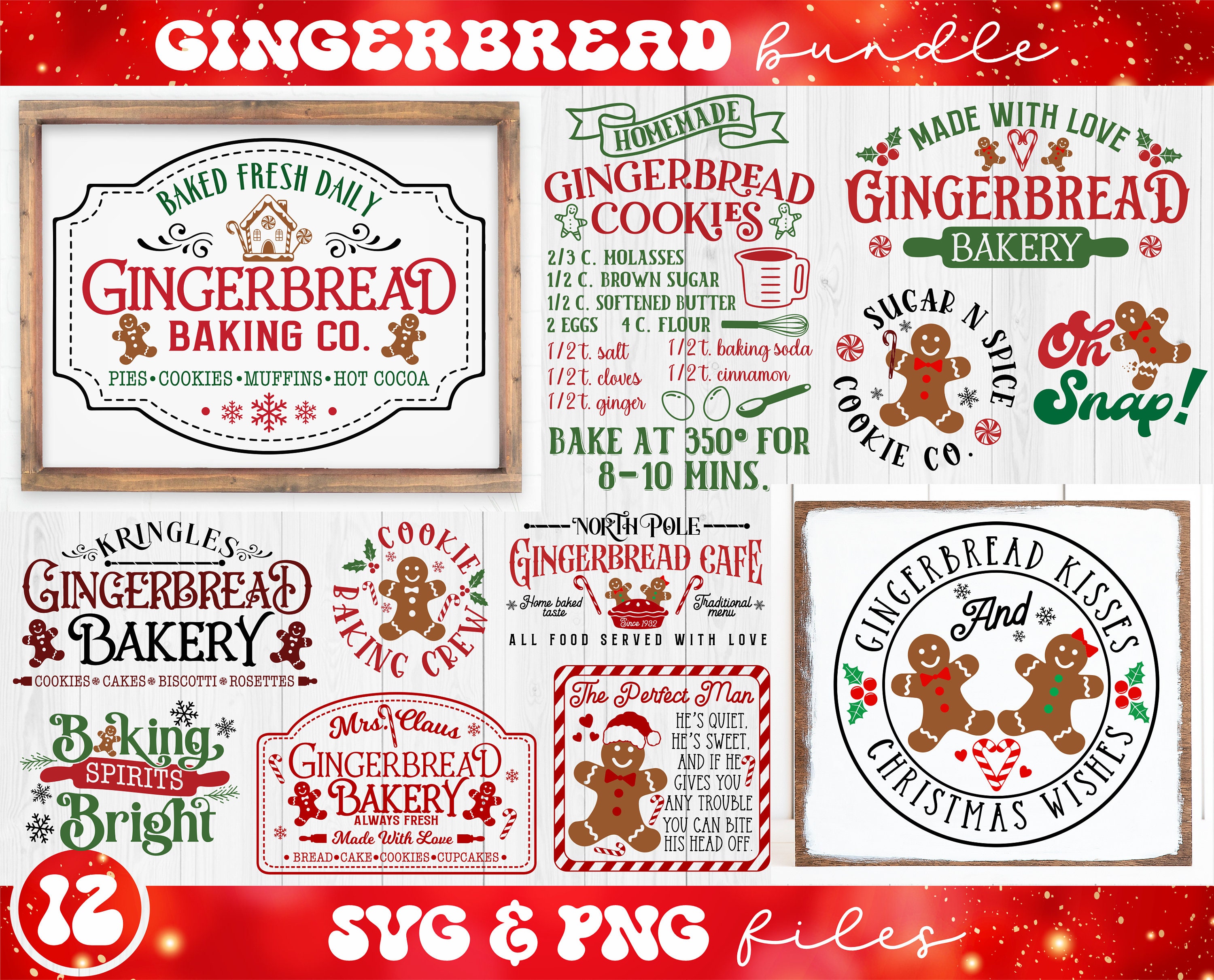 Gingerbread Svg Bundle, Christmas Gingerbread Sign Svg, Gingerbread ...