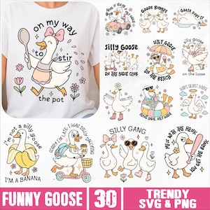 Funny Goose SVG PNG Bundle, Snarky Goose humour rétro svg, Sassy Animal Silly Goose png, Funny Animal Meme esthétique svg, Sublimation tendance
